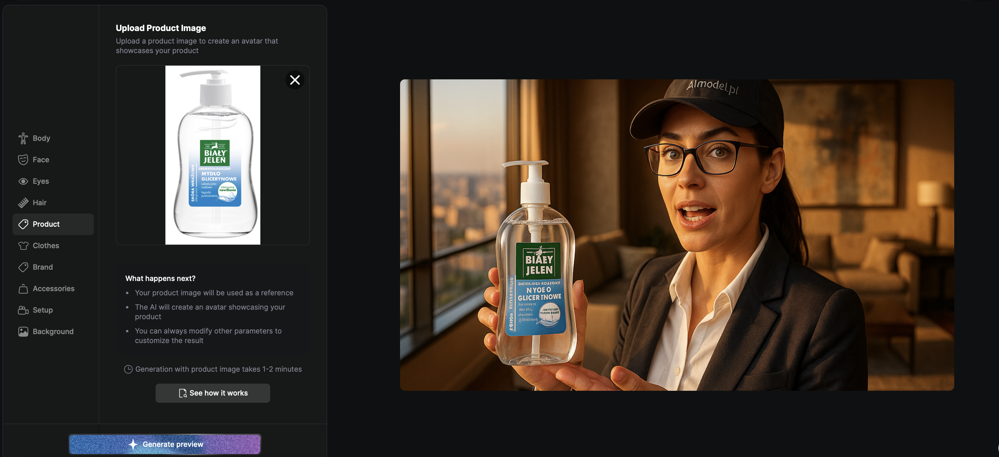 Wirtualny influencer z produktem - nowy