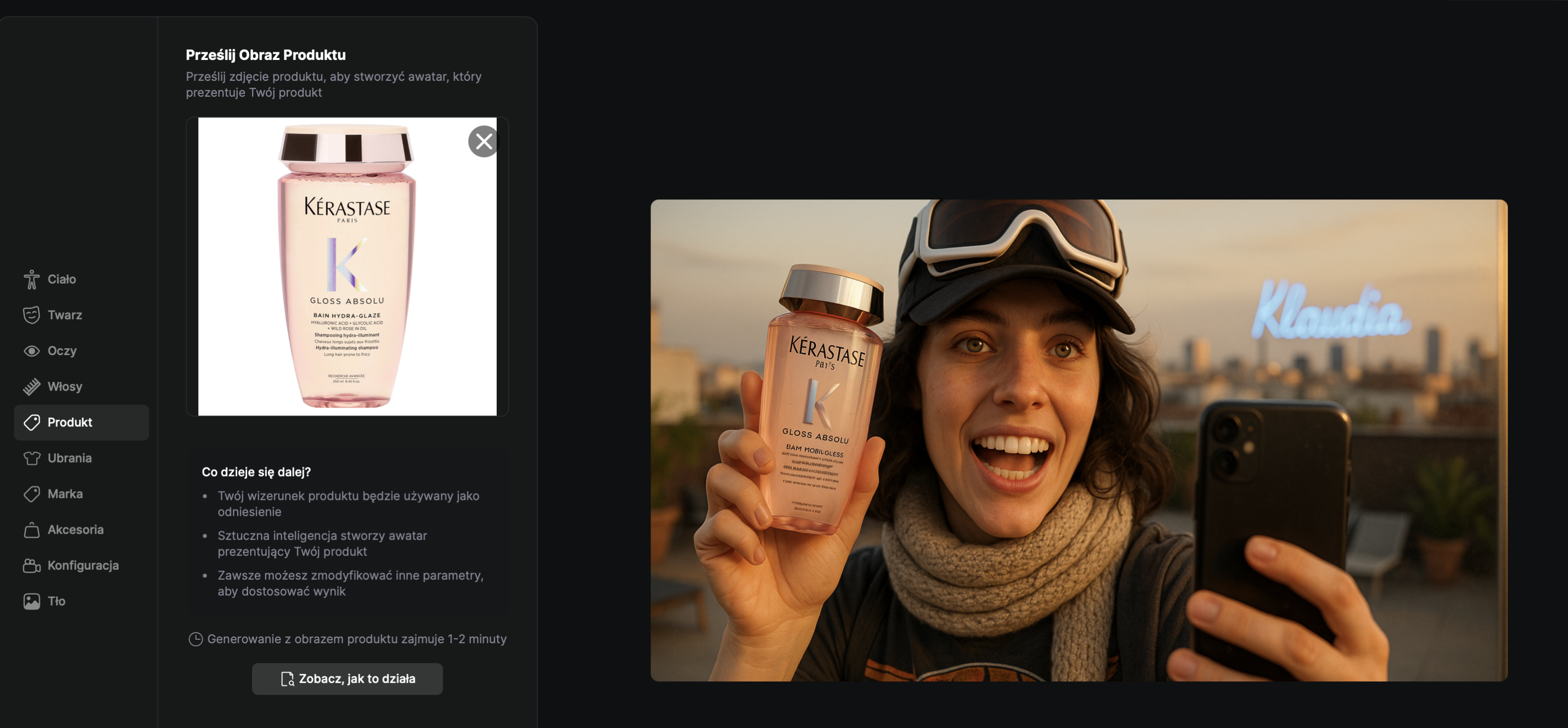 Wirtualny influencer z produktem - wariant 4